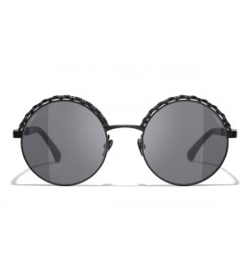 CHANEL 4265Q Runda Metall & Kalvskinn Solglasögon